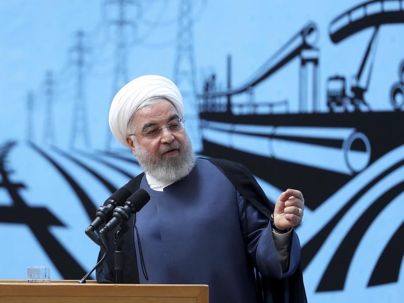 In a photo released by the official website of the office of the Iranian Presidency, President Hassan Rouhani speaks at a conference in Tehran, on Monday. In a photo released by the official website of the office of the Iranian Presidency, President Hassan Rouhani speaks at a conference in Tehran, on Monday.