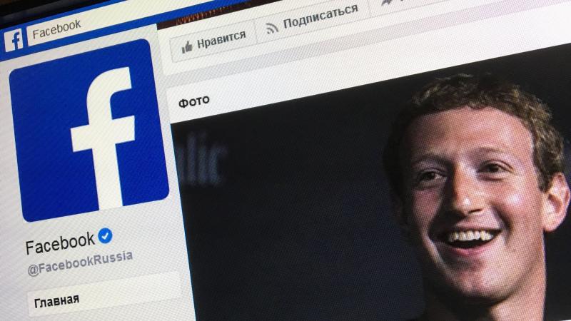A picture taken in Moscow in March 2018 shows the Russian language version of Facebook's "about" page, featuring the face of founder and CEO Mark Zuckerberg. A picture taken in Moscow in March 2018 shows the Russian language version of Facebook's "about" page, featuring the face of founder and CEO Mark Zuckerberg.