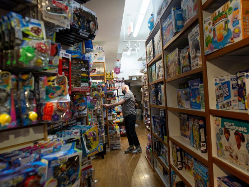 An employee organizes an aisle at Mary Arnold Toys, New York City's oldest toy store, on Aug. 2. An employee organizes an aisle at Mary Arnold Toys, New York City's oldest toy store, on Aug. 2.