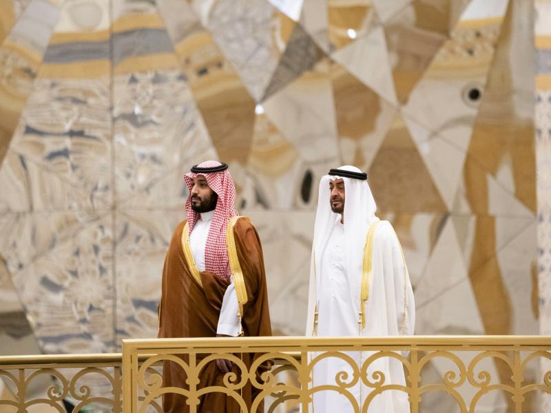 Saudi Crown Prince Mohammed bin Salman (left) attends a ceremony with Abu Dhabi Crown Prince Mohammed bin Zayed Al Nahyan in Abu Dhabi, United Arab Emirates, in November. The Saudi crown prince was in the UAE for talks that were expected to focus on the w Saudi Crown Prince Mohammed bin Salman (left) attends a ceremony with Abu Dhabi Crown Prince Mohammed bin Zayed Al Nahyan in Abu Dhabi, United Arab Emirates, in November. The Saudi crown prince was in the UAE for talks that were expected to focus on the w