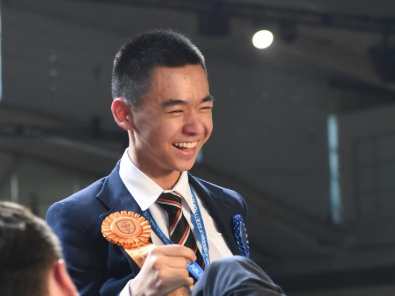 Raymond Wang, 17, of Vancouver, celebrates winning first place at the Intel International Science and Engineering Fair in Pittsburgh, May 15. Raymond Wang, 17, of Vancouver, celebrates winning first place at the Intel International Science and Engineering Fair in Pittsburgh, May 15.