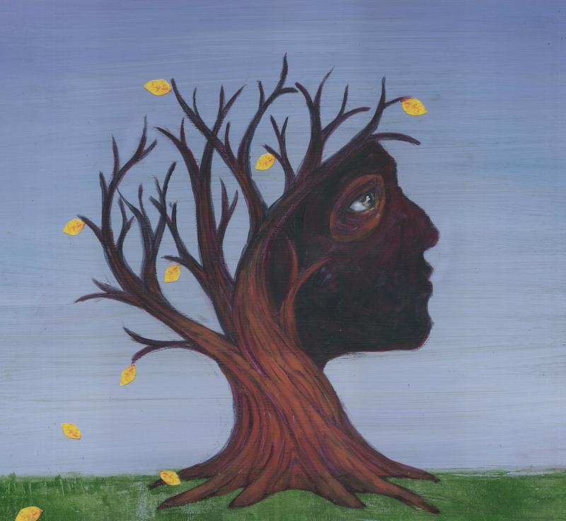 Conceptual illustration of deciduous tree depicting Alzheimer's disease. Conceptual illustration of deciduous tree depicting Alzheimer's disease.