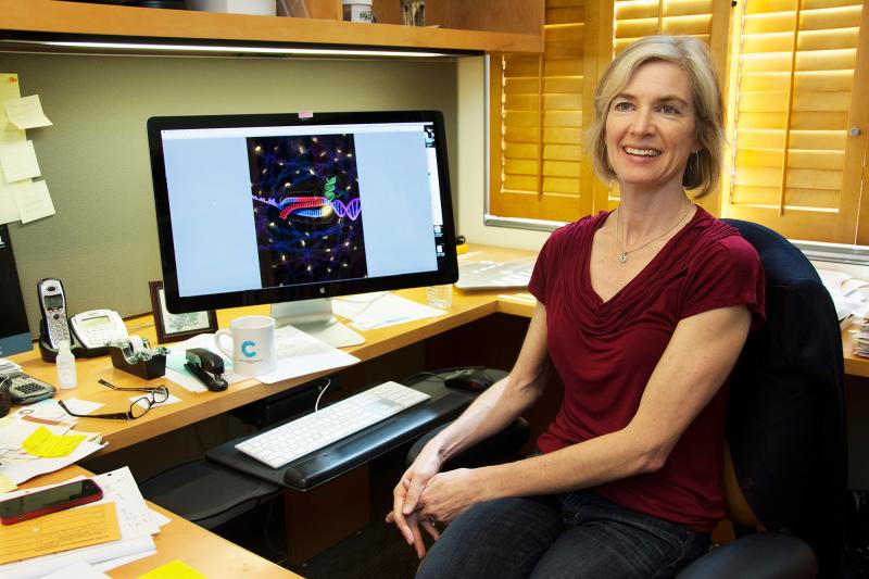 Microbiologist Jennifer Doudna at the University of California, Berkeley. She's co-inventor of the CRISPR-Cas9 technology — a tool that's recently made the snipping and splicing of genes much easier. Microbiologist Jennifer Doudna at the University of California, Berkeley. She's co-inventor of the CRISPR-Cas9 technology — a tool that's recently made the snipping and splicing of genes much easier.