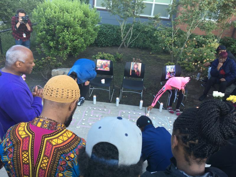 Friends, family and activists gathered for a vigil Sunday outside the apartment building where Charleena Lyles was killed earlier that day. Friends, family and activists gathered for a vigil Sunday outside the apartment building where Charleena Lyles was killed earlier that day.