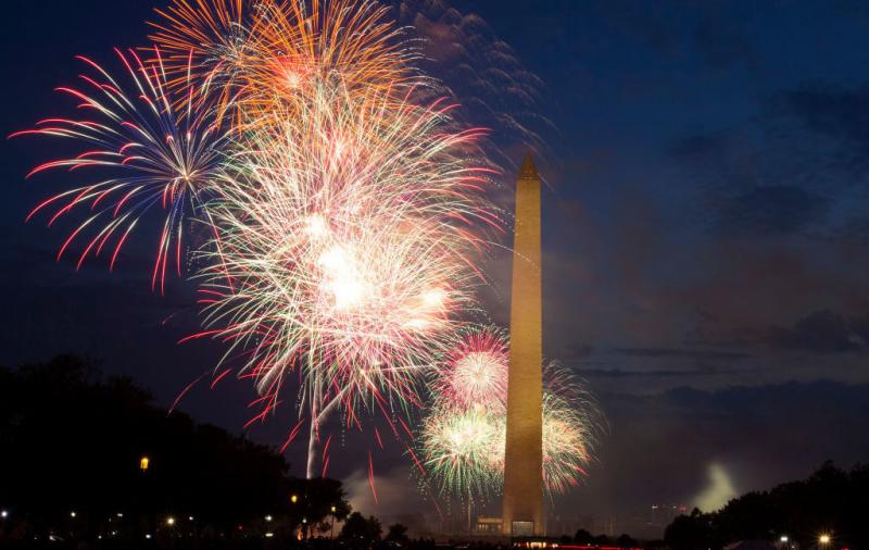 Fireworks burst over Washington Monument at the National Mall during Independence Day celebrations on July 4, 2020. Fireworks burst over Washington Monument at the National Mall during Independence Day celebrations on July 4, 2020.