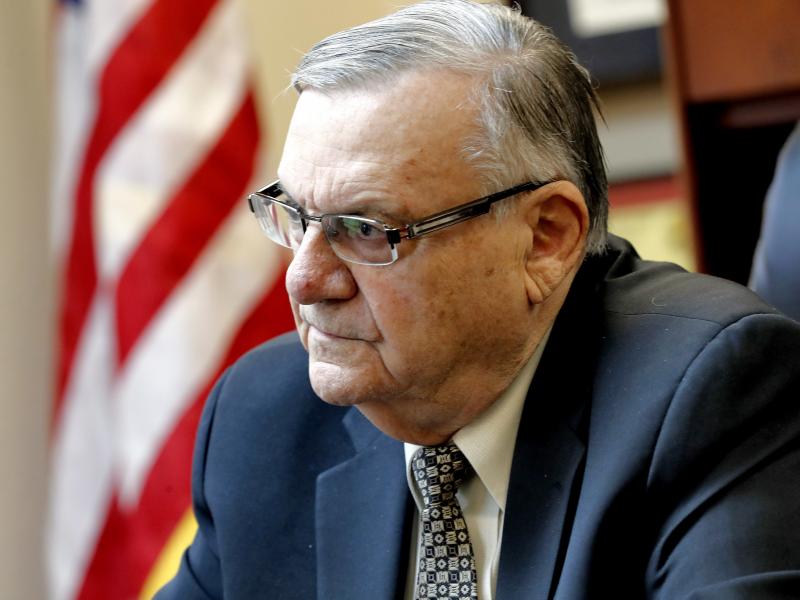 Former Maricopa County Sheriff and U.S. Senate candidate Joe Arpaio speaks at his office in January in Fountain Hills, Ariz. Former Maricopa County Sheriff and U.S. Senate candidate Joe Arpaio speaks at his office in January in Fountain Hills, Ariz.
