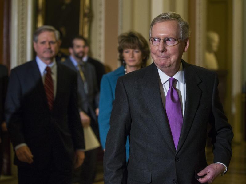 Senate Majority Leader Mitch McConnell, R-Ky., prepares to speak to the media Thursday before the Senate voted to approve the Keystone XL pipeline. Senate Majority Leader Mitch McConnell, R-Ky., prepares to speak to the media Thursday before the Senate voted to approve the Keystone XL pipeline.
