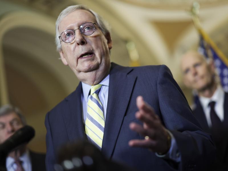 Senate Minority Leader Mitch McConnell, R-Ky., called the leak of the draft Supreme Court decision overturning Roe v. Wade lawless and declined to answer questions about the impact of the draft ruling. Senate Minority Leader Mitch McConnell, R-Ky., called the leak of the draft Supreme Court decision overturning Roe v. Wade lawless and declined to answer questions about the impact of the draft ruling.