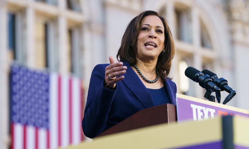 Sen. Kamala Harris, D-Calif., at an Oakland, Calif., campaign rally this week. Harris says she backs a single-payer health system, but she hasn't yet offered details on how she would finance that plan. Sen. Kamala Harris, D-Calif., at an Oakland, Calif., campaign rally this week. Harris says she backs a single-payer health system, but she hasn't yet offered details on how she would finance that plan.