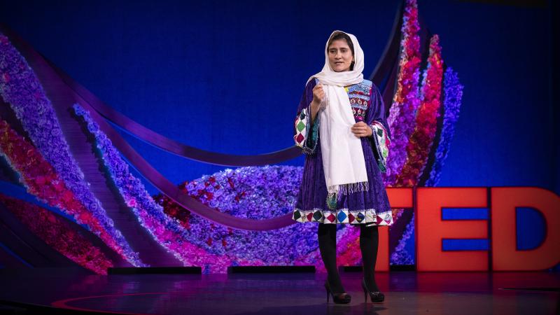 Shabana Basij-Rasikh speaks at SESSION 1 at TEDWomen 2021: What Now? December 1-3, 2021, Palm Springs, California. Photo: Gilberto Tadday / TED Shabana Basij-Rasikh speaks at SESSION 1 at TEDWomen 2021: What Now? December 1-3, 2021, Palm Springs, California. Photo: Gilberto Tadday / TED