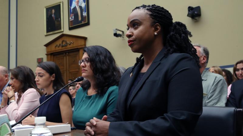 Reps. Veronica Escobar, D-Texas (from left), Alexandria Ocasio-Cortez, D-N.Y., Rashida Tlaib, D-Mich., and Ayanna Pressley, D-Mass., attend a House oversight hearing on conditions for detained migrants at the U.S.-Mexico border. Reps. Veronica Escobar, D-Texas (from left), Alexandria Ocasio-Cortez, D-N.Y., Rashida Tlaib, D-Mich., and Ayanna Pressley, D-Mass., attend a House oversight hearing on conditions for detained migrants at the U.S.-Mexico border.