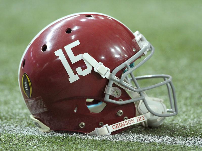 An Alabama helmet on December 31, 2016, at the Georgia Dome in Atlanta, GA. An Alabama helmet on December 31, 2016, at the Georgia Dome in Atlanta, GA.