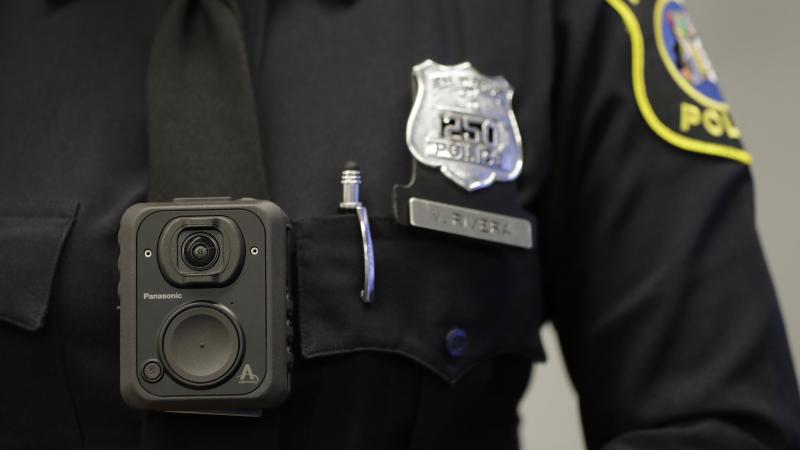 A Newark police officer wears a body camera last month. The cameras, which will be worn by officers as part of a federal monitoring agreement, are provided by Panasonic. A Newark police officer wears a body camera last month. The cameras, which will be worn by officers as part of a federal monitoring agreement, are provided by Panasonic.