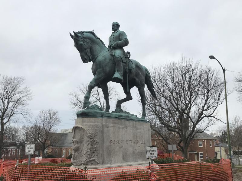 The shroud that had obscured the Robert E. Lee statue in Charlottesville, Va.'s, Emancipation Park since August was removed Wednesday morning. A judge ruled the shroud, as well as one over a Stonewall Jackson monument in a second park, was obstructing the The shroud that had obscured the Robert E. Lee statue in Charlottesville, Va.'s, Emancipation Park since August was removed Wednesday morning. A judge ruled the shroud, as well as one over a Stonewall Jackson monument in a second park, was obstructing the