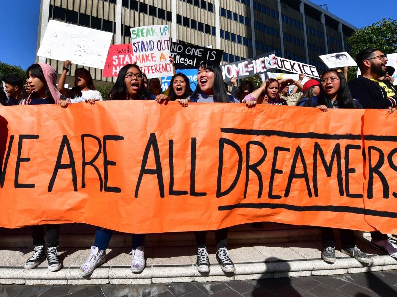 Students and supporters of the Deferred Action for Childhood Arrivals rally in downtown Los Angeles in November while the U.S. Supreme Court heard arguments about the program. The court's ruling Thursday will uphold DACA for now. Students and supporters of the Deferred Action for Childhood Arrivals rally in downtown Los Angeles in November while the U.S. Supreme Court heard arguments about the program. The court's ruling Thursday will uphold DACA for now.