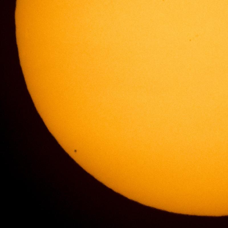 The planet Mercury is seen in silhouette, lower left, as it transits across the face of the sun on May 9, 2016. Another transit of Mercury — the last one for 30 years — will take place Monday. The planet Mercury is seen in silhouette, lower left, as it transits across the face of the sun on May 9, 2016. Another transit of Mercury — the last one for 30 years — will take place Monday.