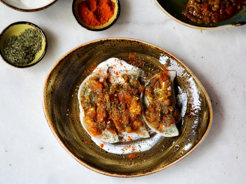 Afghan aushak (dumplings) from Lapis, a restaurant in Washington, D.C., run by the Popal family Afghan aushak (dumplings) from Lapis, a restaurant in Washington, D.C., run by the Popal family