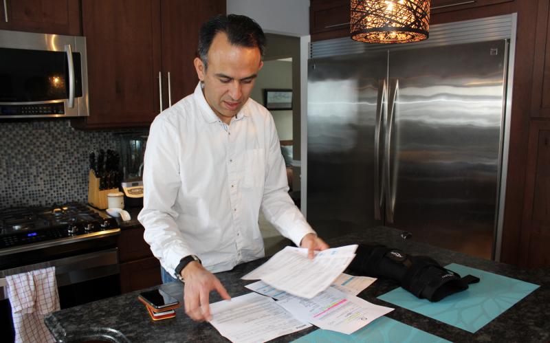 After a sports injury, Esteban Serrano owed $829.41 for a knee brace purchased with insurance through his doctor's office. He says he found the same kind of brace selling for less than $250 online. After a sports injury, Esteban Serrano owed $829.41 for a knee brace purchased with insurance through his doctor's office. He says he found the same kind of brace selling for less than $250 online.