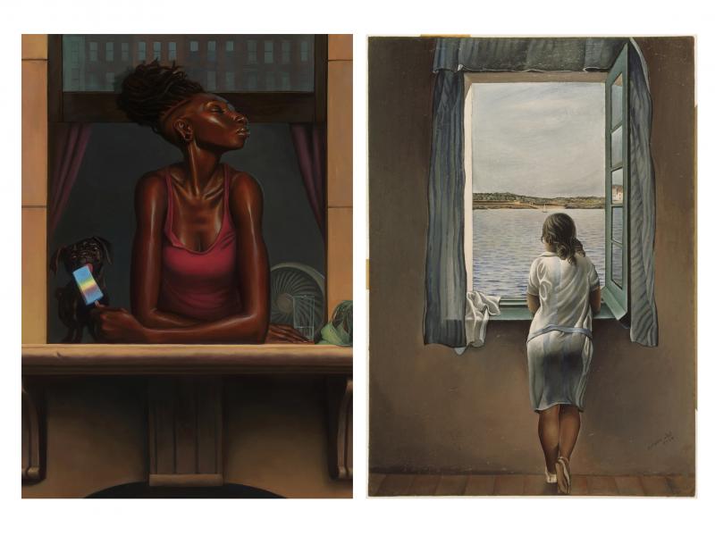 NPR asked our audience to find inspiration in — and then write an ekphrastic poem about — two paintings: Heat Wave by Kadir Nelson (left) and Young Woman At A Window by Salvador Dali. NPR asked our audience to find inspiration in — and then write an ekphrastic poem about — two paintings: Heat Wave by Kadir Nelson (left) and Young Woman At A Window by Salvador Dali.