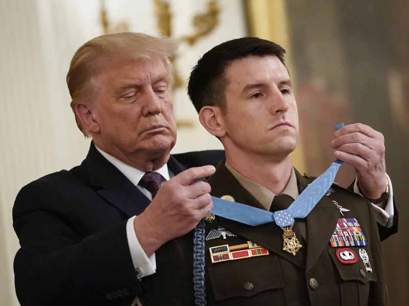 President Trump presents the Medal of Honor to Sergeant Major Thomas P. Payne. President Trump presents the Medal of Honor to Sergeant Major Thomas P. Payne.