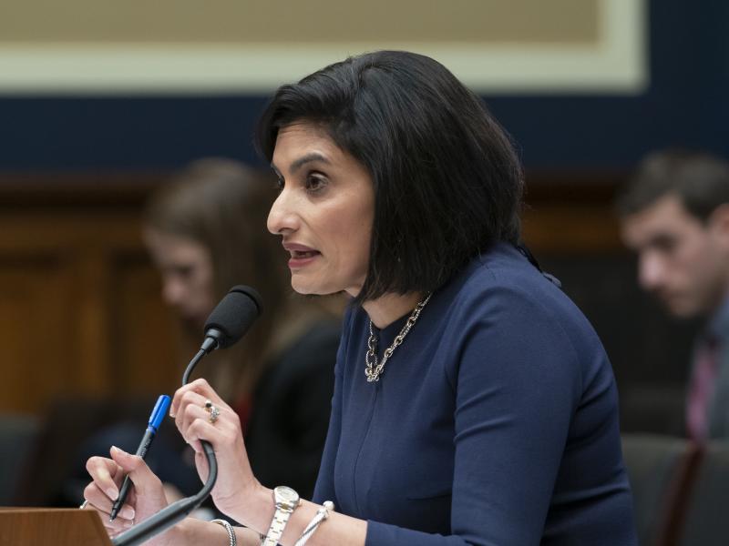 Centers for Medicare and Medicaid Services Administrator Seema Verma testifies on Capitol Hill in October. Centers for Medicare and Medicaid Services Administrator Seema Verma testifies on Capitol Hill in October.