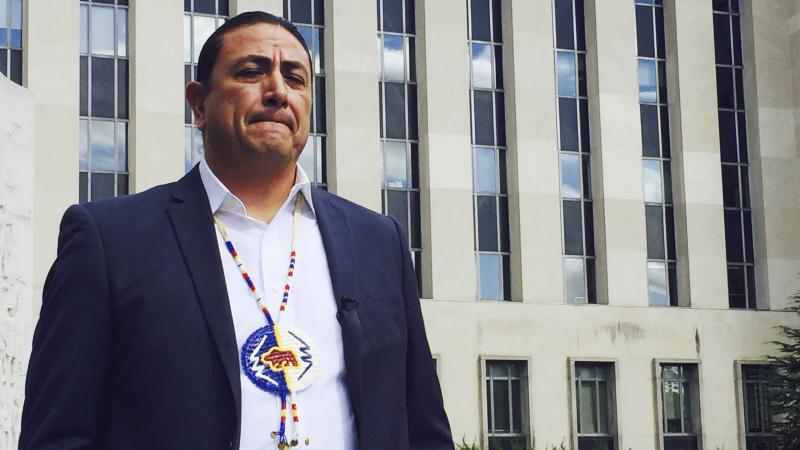 Dave Archambault, chairman of the Standing Rock Sioux Tribe, stands outside court in Washington in October 2016, where appeals court judges heard his tribe's challenge to the Dakota Access Pipeline. Dave Archambault, chairman of the Standing Rock Sioux Tribe, stands outside court in Washington in October 2016, where appeals court judges heard his tribe's challenge to the Dakota Access Pipeline.