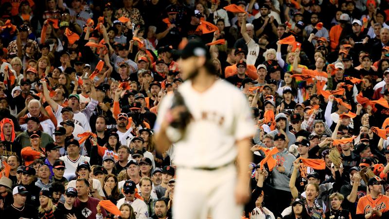 Fans cheer during the 2014 World Series between the San Francisco Giants and the Kansas City Royals at AT&T Park. Fans cheer during the 2014 World Series between the San Francisco Giants and the Kansas City Royals at AT&T Park.