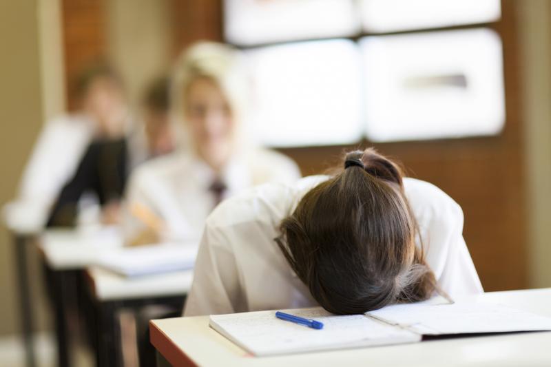 Maybe she goes to school in Wyoming, where no schools start after 8:30 a.m. Maybe she goes to school in Wyoming, where no schools start after 8:30 a.m.