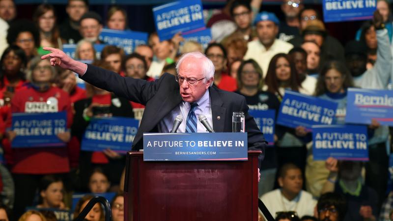 Bernie Sanders speaks during a rally in Atlantic City, N.J., on Monday. Bernie Sanders speaks during a rally in Atlantic City, N.J., on Monday.