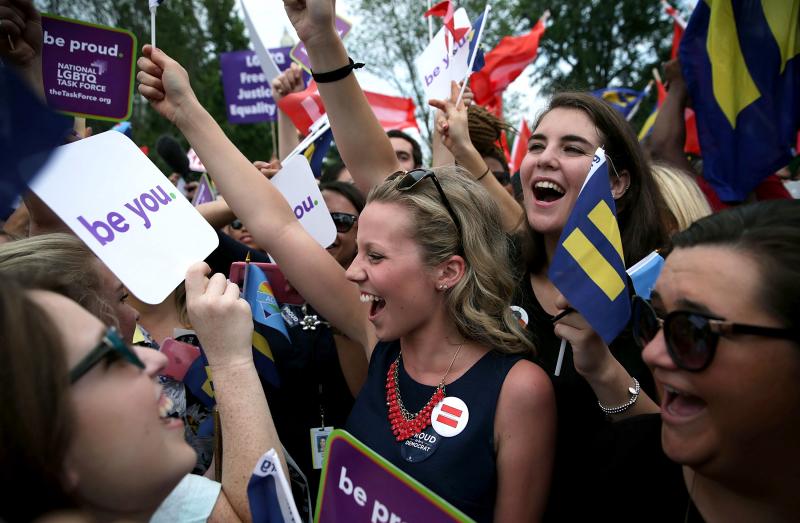 Same-sex marriage supporters rejoice outside the Supreme Court in Washington, D.C., on Friday after the U.S Supreme Court handed down a ruling regarding same-sex marriage. The high court ruled that same-sex couples have the right to marry in all 50 states Same-sex marriage supporters rejoice outside the Supreme Court in Washington, D.C., on Friday after the U.S Supreme Court handed down a ruling regarding same-sex marriage. The high court ruled that same-sex couples have the right to marry in all 50 states