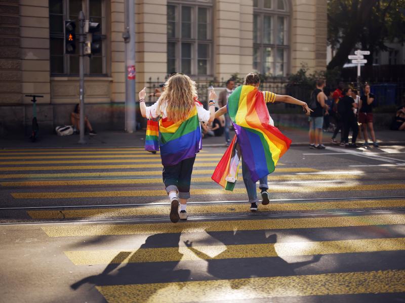 In this Saturday, Sept. 4, 2021 file photo, people take part in the Zurich Pride parade in Switzerland. Swiss voters will wrap up a referendum on Sept. 26, 2021, to decide whether to allow same-sex marriage. In this Saturday, Sept. 4, 2021 file photo, people take part in the Zurich Pride parade in Switzerland. Swiss voters will wrap up a referendum on Sept. 26, 2021, to decide whether to allow same-sex marriage.