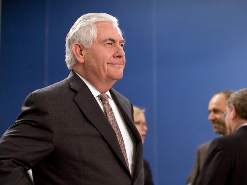 U.S. Secretary of State Rex Tillerson waits for the start of a meeting last month at NATO headquarters in Brussels. Tillerson is scheduled to travel to Russia on Tuesday, in what promises to be a difficult round of talks after the U.S. missile strike in S U.S. Secretary of State Rex Tillerson waits for the start of a meeting last month at NATO headquarters in Brussels. Tillerson is scheduled to travel to Russia on Tuesday, in what promises to be a difficult round of talks after the U.S. missile strike in S