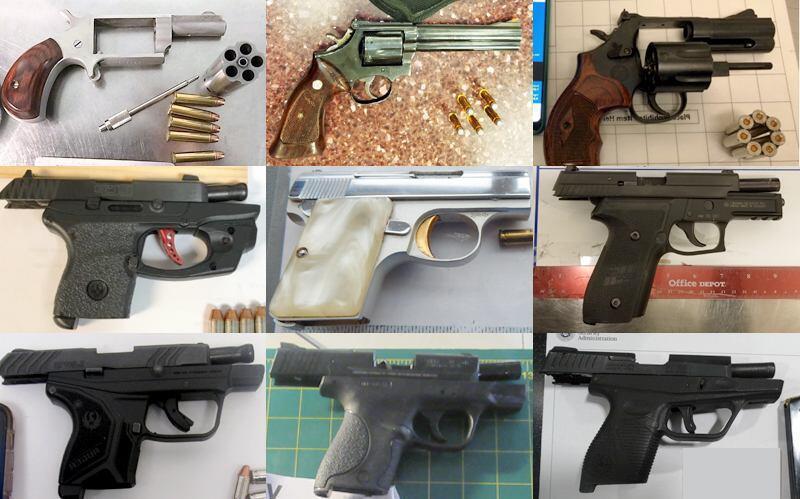 The Transportation Security Administration said the 4,432 guns seized at checkpoints in 2019 were the most in the agency's 18-year history. The Transportation Security Administration said the 4,432 guns seized at checkpoints in 2019 were the most in the agency's 18-year history.
