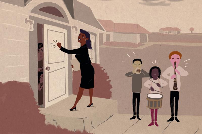 Teachers in Nashville, Tenn., are knocking on doors to recruit students for public school. Teachers in Nashville, Tenn., are knocking on doors to recruit students for public school.
