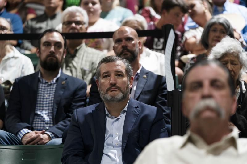 Sen. Ted Cruz, R-Texas, attends a prayer vigil in Uvalde, Texas, Wednesday, May 25, 2022. The vigil was held to honor the victims killed in Tuesday's shooting at Robb Elementary School. Sen. Ted Cruz, R-Texas, attends a prayer vigil in Uvalde, Texas, Wednesday, May 25, 2022. The vigil was held to honor the victims killed in Tuesday's shooting at Robb Elementary School.