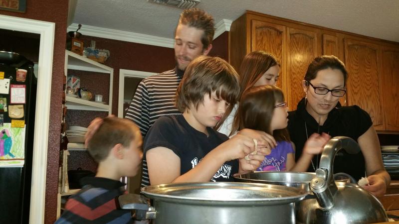 Stephanie and Brian Packer make lunch with their children, Brian, 11, Savannah, 5, Scarlett, 10, and Jacob, 8. Stephanie and Brian Packer make lunch with their children, Brian, 11, Savannah, 5, Scarlett, 10, and Jacob, 8.