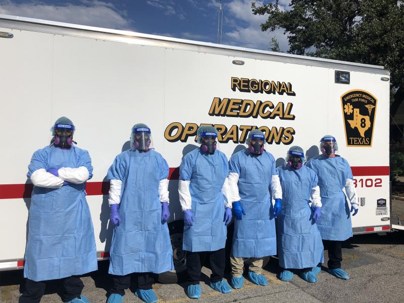Paramedics from the San Antonio Fire Department set up swabbing stations in a suburban nursing home's parking lot as part of the massive state intervention to stop the spread of infections in Texas nursing homes. Paramedics from the San Antonio Fire Department set up swabbing stations in a suburban nursing home's parking lot as part of the massive state intervention to stop the spread of infections in Texas nursing homes.
