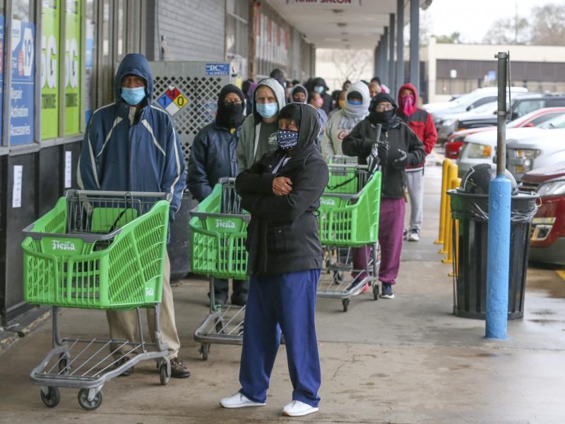 Texas officials are reporting businesses are hiking up prices for food, water, and hotel rooms following a winter storm that walloped Texas this week. This is as residents wait in long lines at grocery stores and face food and water shortages. Texas officials are reporting businesses are hiking up prices for food, water, and hotel rooms following a winter storm that walloped Texas this week. This is as residents wait in long lines at grocery stores and face food and water shortages.