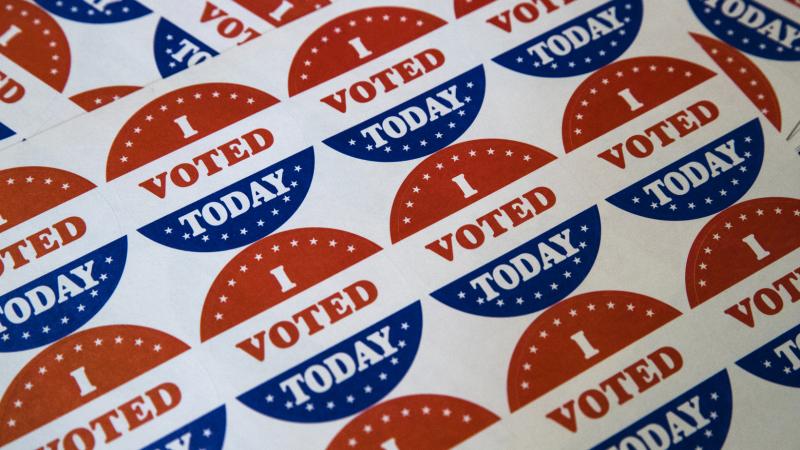 In this May 21, 2019, file photo, "I Voted Today" stickers are displayed at a polling place in Philadelphia. In this May 21, 2019, file photo, "I Voted Today" stickers are displayed at a polling place in Philadelphia.