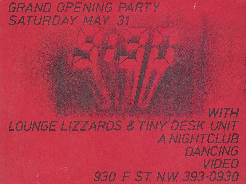 Opening Night 9:30 Club Flyer (misspelling Lounge Lizards) Opening Night 9:30 Club Flyer (misspelling Lounge Lizards)