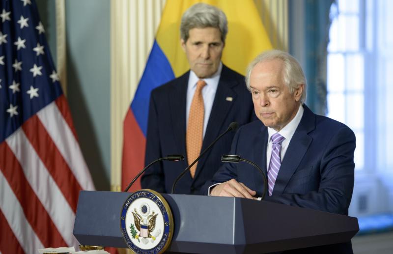 U.S. envoy Bernard Aronson speaks at the State Department in Washingon on Feb. 20, 2015. Secretary of State John Kerry said Aronson announced that Aronson would be the special envoy to Colombia, where he helped negotiate an end to that country's 52-year w U.S. envoy Bernard Aronson speaks at the State Department in Washingon on Feb. 20, 2015. Secretary of State John Kerry said Aronson announced that Aronson would be the special envoy to Colombia, where he helped negotiate an end to that country's 52-year w