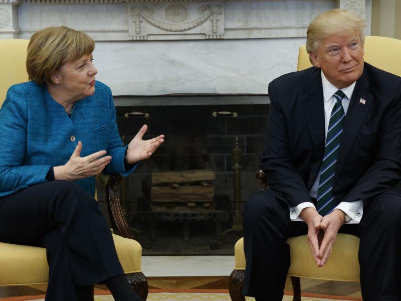 President Donald Trump meets with German Chancellor Angela Merkel in the White House on Friday. "It is much, much better to talk to one another and not about one another," Merkel said. President Donald Trump meets with German Chancellor Angela Merkel in the White House on Friday. "It is much, much better to talk to one another and not about one another," Merkel said.