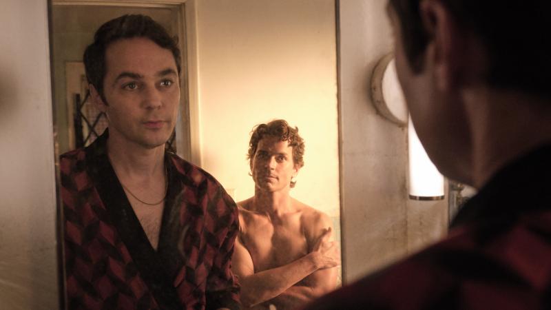 "Mirror, mirror, on the wall, who's the fairest ... you know what, never mind. I'm good." Michael (Jim Parsons) and Donald (Matt Bomer) in The Boys in the Band. "Mirror, mirror, on the wall, who's the fairest ... you know what, never mind. I'm good." Michael (Jim Parsons) and Donald (Matt Bomer) in The Boys in the Band.
