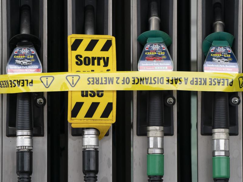 At petrol station in Manchester, England is tapped out on Tuesday. In greater London, however, the vast majority of service stations remained dry for yet another day. At petrol station in Manchester, England is tapped out on Tuesday. In greater London, however, the vast majority of service stations remained dry for yet another day.