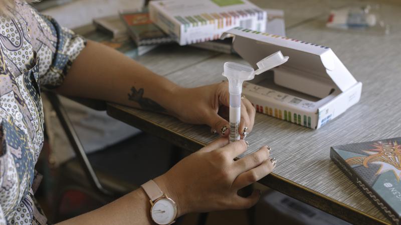 Many at-home DNA ancestry testing kits require participants to mail in a sample of saliva. Many at-home DNA ancestry testing kits require participants to mail in a sample of saliva.