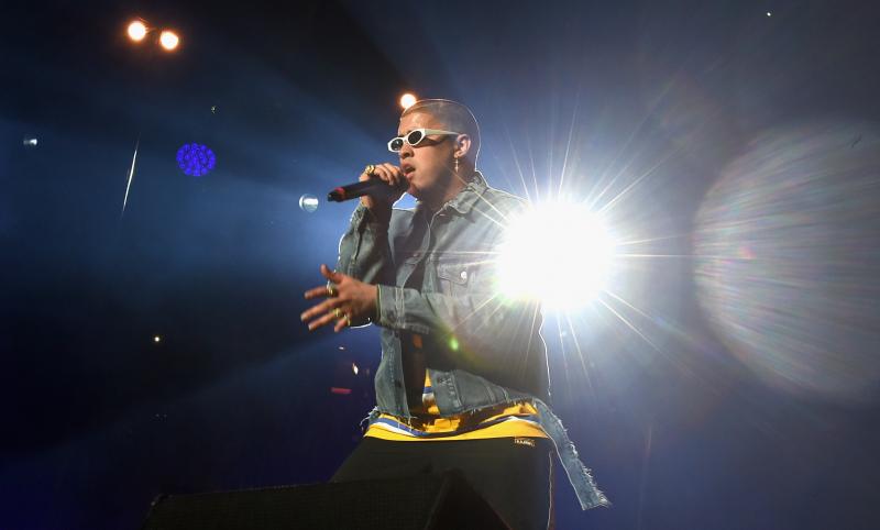 Bad Bunny performs onstage during Calibash 2018 in Los Angeles, California. Bad Bunny performs onstage during Calibash 2018 in Los Angeles, California.