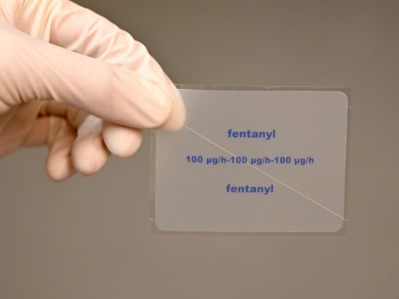 A patch containing the active ingredient fentanyl is shown by a pharmacist. The painkiller fentanyl, which can be up to 100 times stronger than heroin, is a growing cause of overdose deaths in the U.S., according to the DEA. A patch containing the active ingredient fentanyl is shown by a pharmacist. The painkiller fentanyl, which can be up to 100 times stronger than heroin, is a growing cause of overdose deaths in the U.S., according to the DEA.