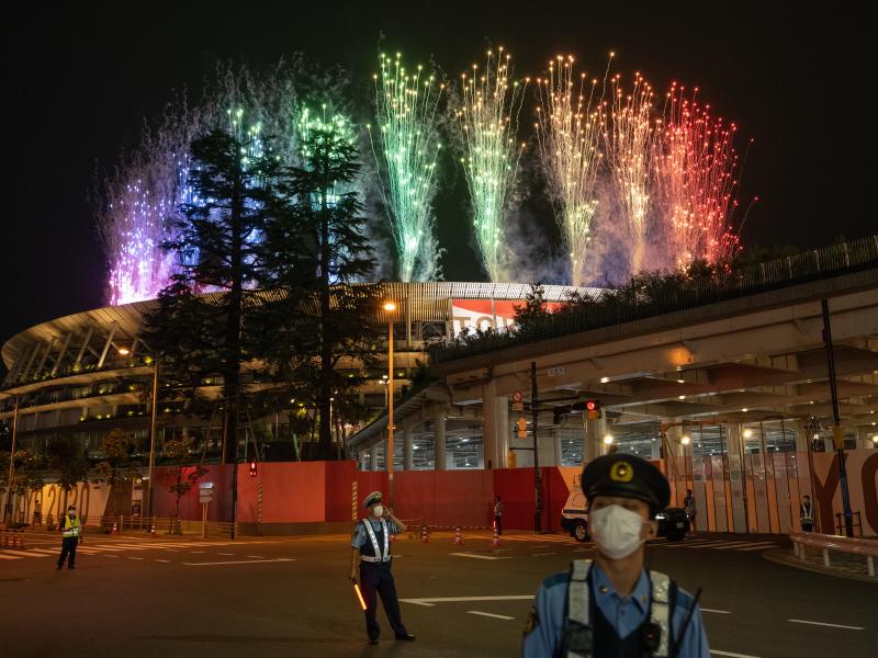 Fireworks are seen above the Olympic Stadium on August 24, 2021 in Tokyo, Japan, during the opening ceremony of the Tokyo 2020 Paralympic Games. Fireworks are seen above the Olympic Stadium on August 24, 2021 in Tokyo, Japan, during the opening ceremony of the Tokyo 2020 Paralympic Games.