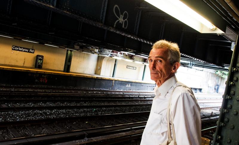 Richard McLachlan, originally from New Zealand, waits for the Q train in Brooklyn. He delivers subway talks on the climate emergency, telling his fellow New Yorkers that they are "sleepwalking into a catastrophe." Richard McLachlan, originally from New Zealand, waits for the Q train in Brooklyn. He delivers subway talks on the climate emergency, telling his fellow New Yorkers that they are "sleepwalking into a catastrophe."