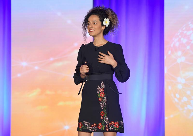 Masih Alinejad speaks onstage during a conference hosted by Women In Cable Television on Oct. 16, 2018, in New York City. Masih Alinejad speaks onstage during a conference hosted by Women In Cable Television on Oct. 16, 2018, in New York City.